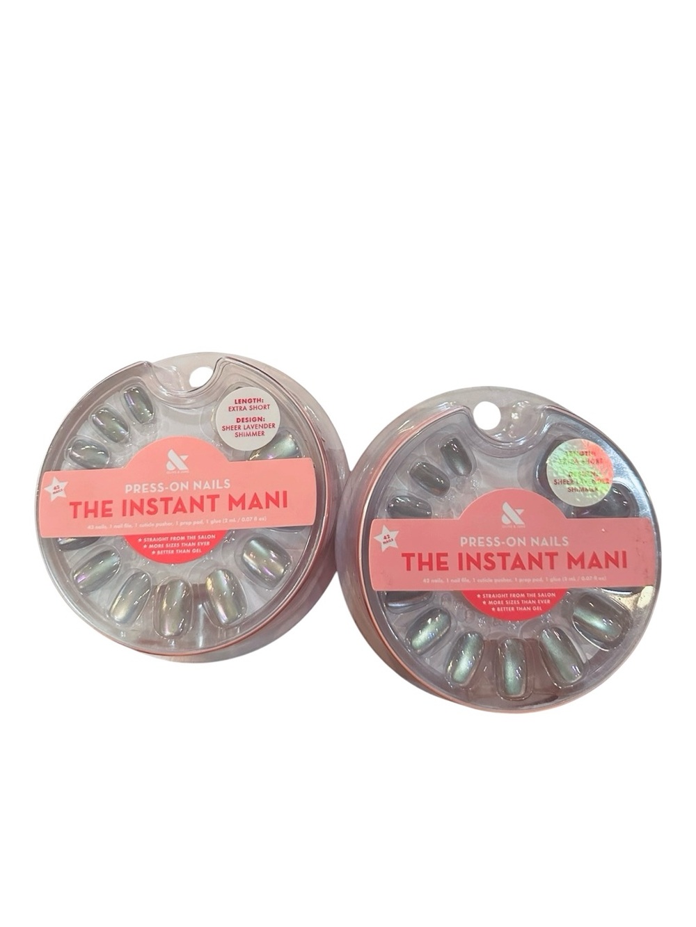 Olive & June Instant Mani Sheer Lavender Shimmer Press-On Nails Bundle of 2